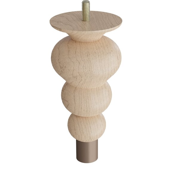 Designs Of Distinction 6" Tipt Toe Bun Foot with bolt and 1" Warm Bronze Ferrule - Hardwood 01242006MAWB6 - main